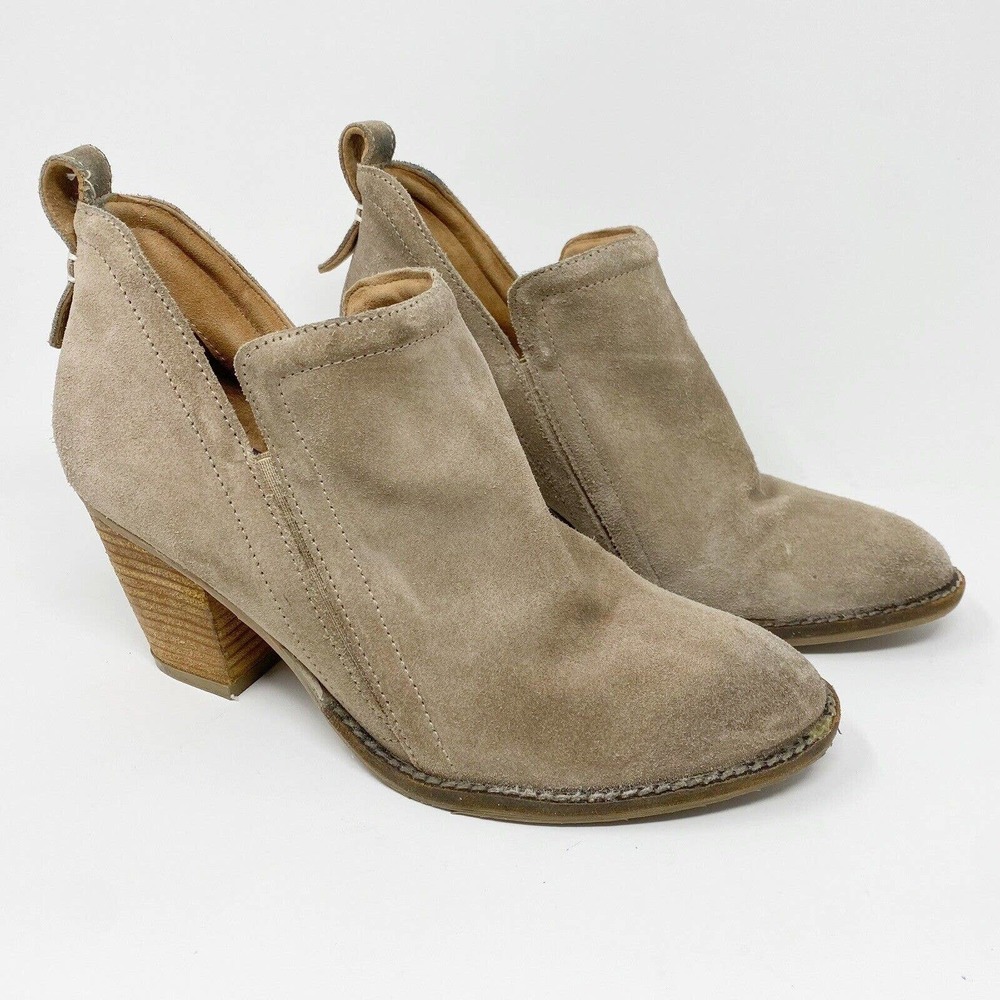 Jeffrey Campbell Rosalee Suede Bootie Stacked Heel Taupe Sz 9